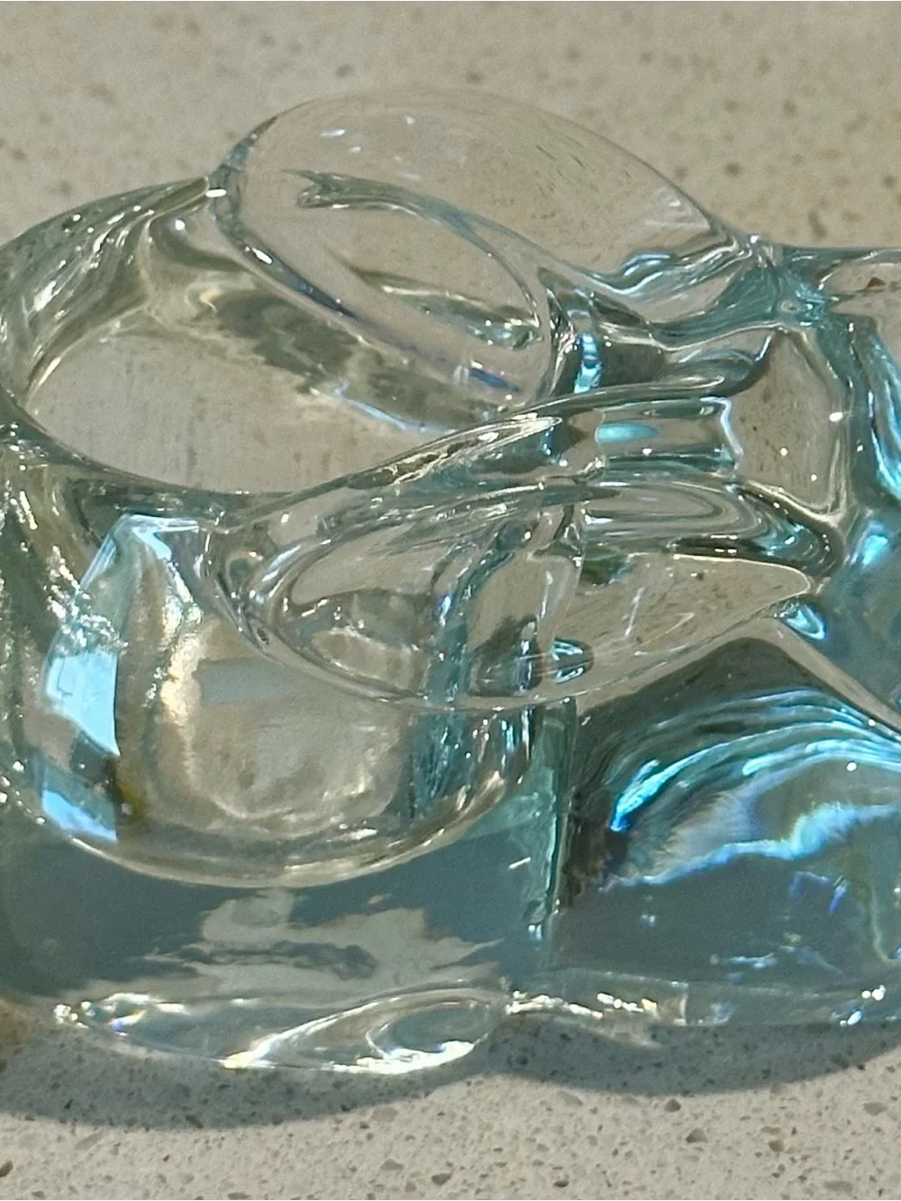 Clear Aqua Glass Bunny Candle Holder